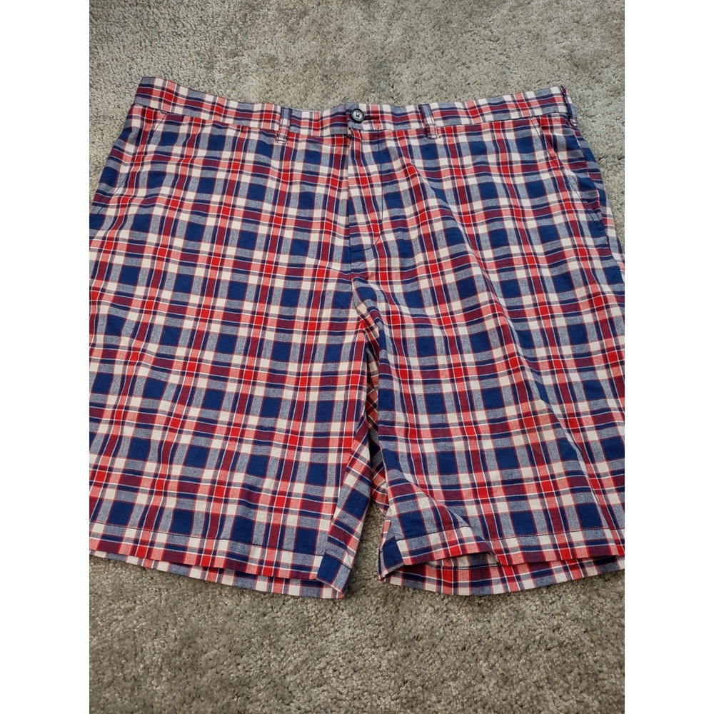 Tommy Hilfiger Shorts Mens‎ Size 42 NWT Red Blue Plaid Casual Flat Front Chino